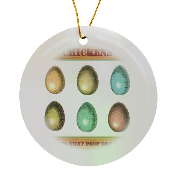 3drose, Chickens the Pets That Poop Breakfast - Funny Chicken Humor Graphic, Circle Porcelain Ornament