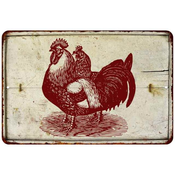 Chickens Vintage Look Chic Distressed 8x12 Metal Sign 208120020100
