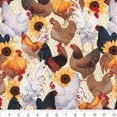 thumbnail image 1 of Chickens and Sunflowers Cotton Fabric, 1 of 1