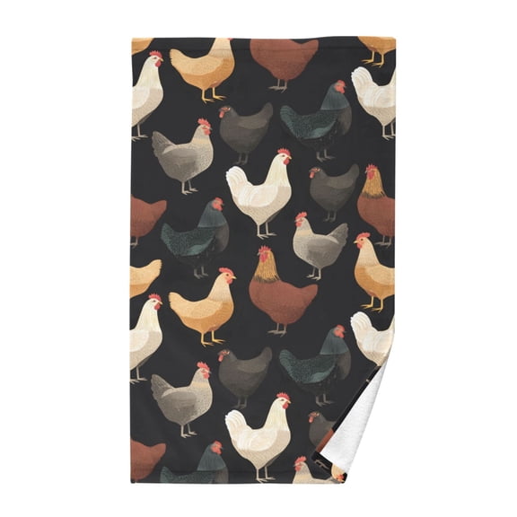 Chickens in Various Poses Pattern Bath Towel 100% Cotton Soft Thick High Absorbency Hand Face Towel Single Pack 16x28in