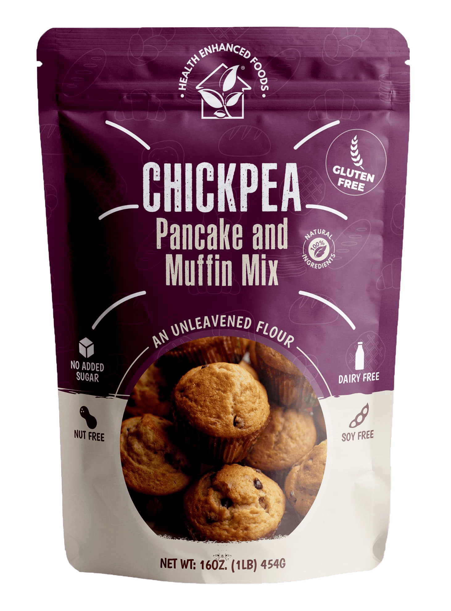 Chickpea Pancake & Muffin Mix [2-Pack, 16 oz] - Gluten-Free, Nut-Free, Low-Net Carb, Grain-Free, Soy-Free, Dairy-Free, No Added Sugar, Lower Glycemic Impact