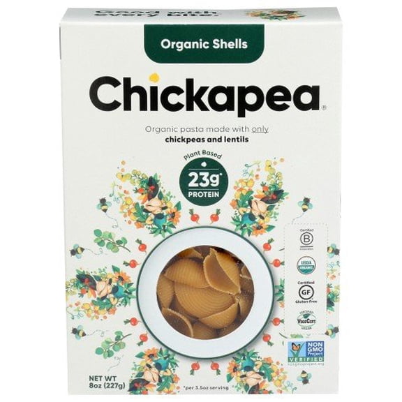 Chickpea Pasta Chickpeas & Lentils, Shells, 8 Oz, Pack of 6