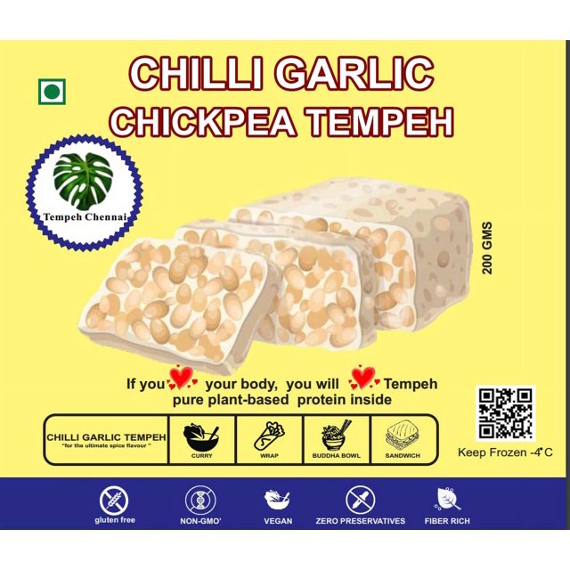 Chickpea Tempeh Chilli Garlic Original, 200G Veg/Vegan Protein Ready