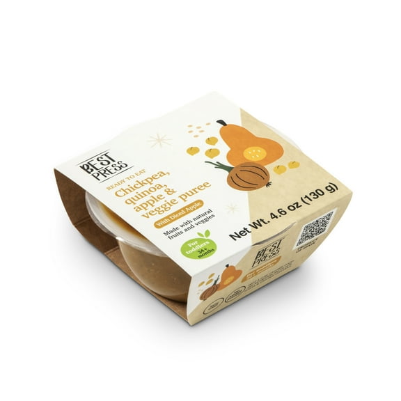 Best Press Toddler Food Texture and Advanced Ingredient Pallet Tubs, Chickpeas, Pumpkin, Apple, Quinoa & Cumin, 4.6oz or 130g, Clean Ingredient Profile