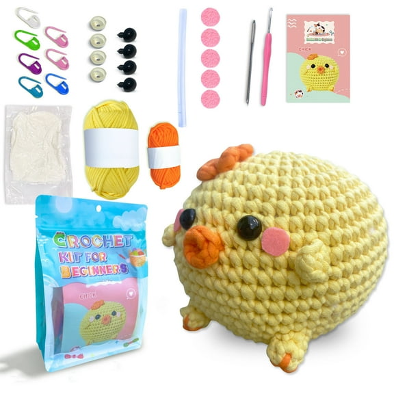 Chicks Crochet Kit For Beginners With Step By Step Tutorial And Pre Crocheted First Round To Learn Knitting Easily