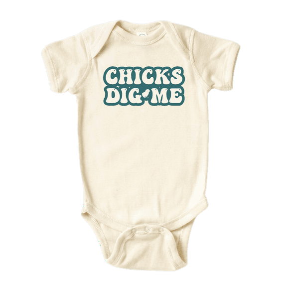 Chicks Dig Me Easter Baby Bodysuit, Newborn Outfit, Baby Clothes, Gift for Children 0-3m Natural