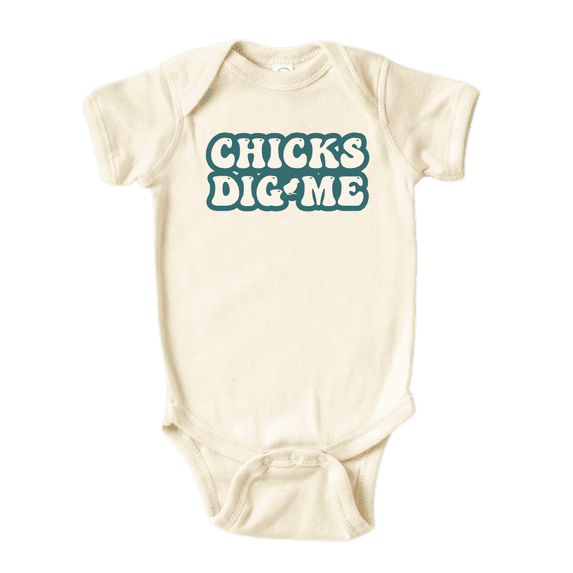 Chicks Dig Me Easter Baby Bodysuit, Newborn Outfit, Baby Clothes, Gift for Children 3-6m Natural