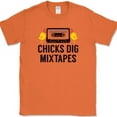 thumbnail image 1 of Chicks Dig Mixed Tapes T-Shirt Funny Dating Humor Novelty Tee - Orange, 2XL, 1 of 1