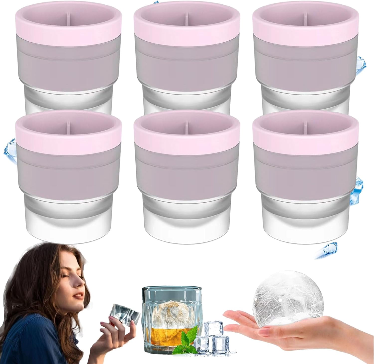 Chiclify Ice Ball, Chiclify Ice Ball Maker Mold, Round Ice Cube Mold, 2 ...