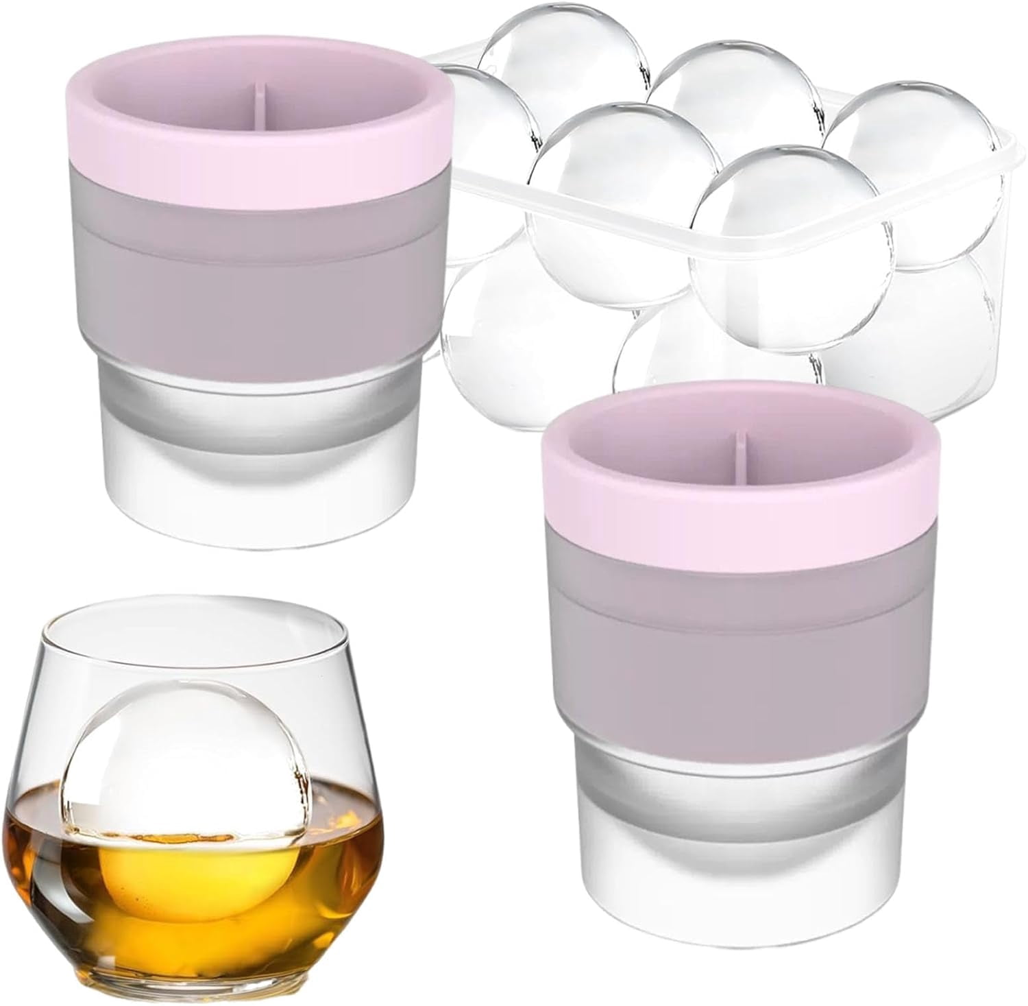 Chiclify Ice Ball Maker Mold, Round Ice Cube Mold, 2.5 Inch Sphere Ice ...