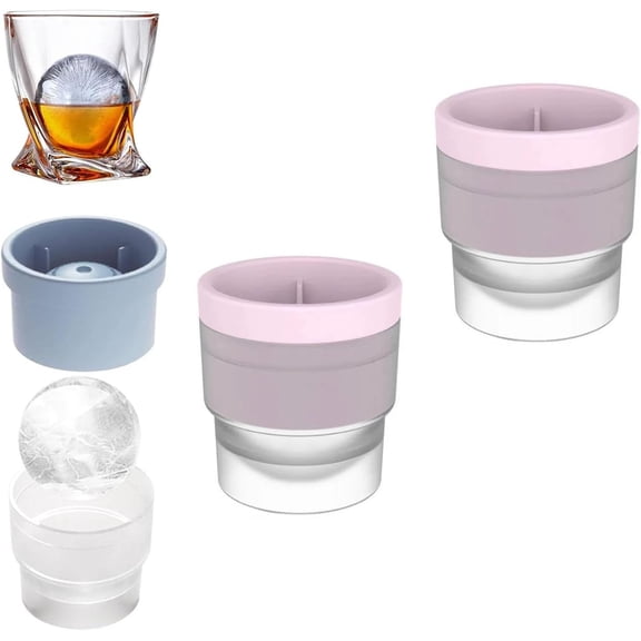 Chiclify Ice Ball Molds, 2.5in Slow Melting Round Ice Cube Mold with Lids, Non-BPA Stackable Easy-Release Silicone Ice Balls Maker Mold for Bourbon and Drinks