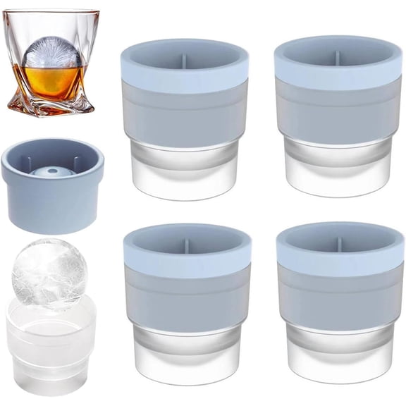 Chiclify Ice Ball Molds, 2.5in Slow Melting Round Ice Cube Mold with Lids, Non-BPA Stackable Easy-Release Silicone Ice Balls Maker Mold for Bourbon and Drinks