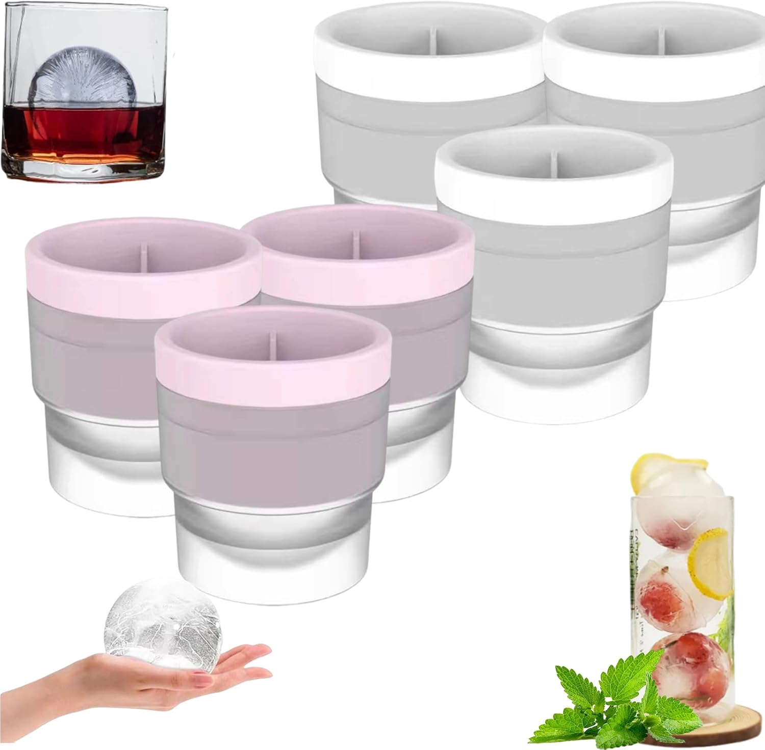Chiclify Ice Ball, chiclify ice ball molds, 2.5 Inch RoundSphere Ice ...