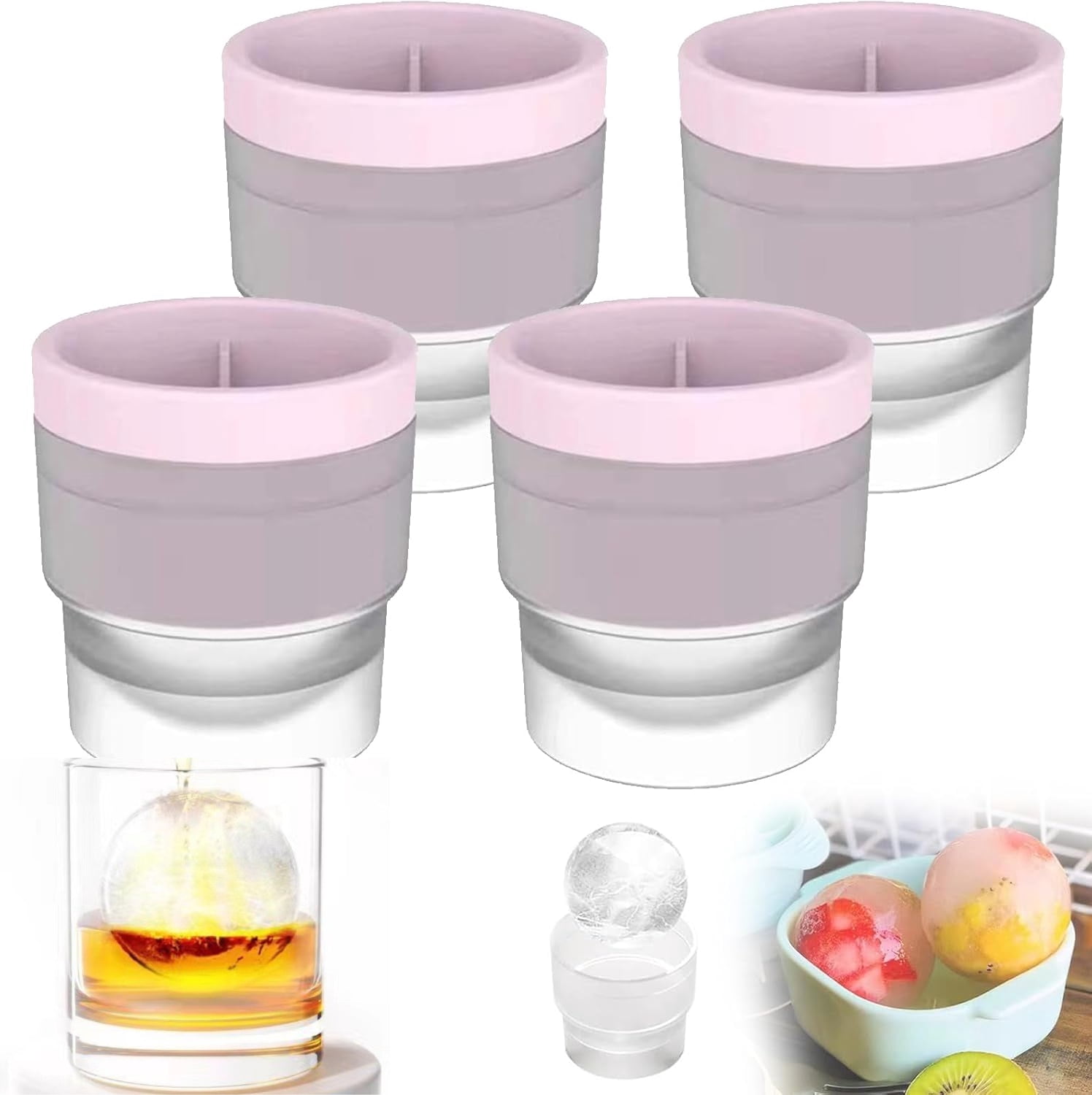 Chiclify ice ball, Reusable Silicone Large DIY Round Ice Cube, 2.5 Inch ...