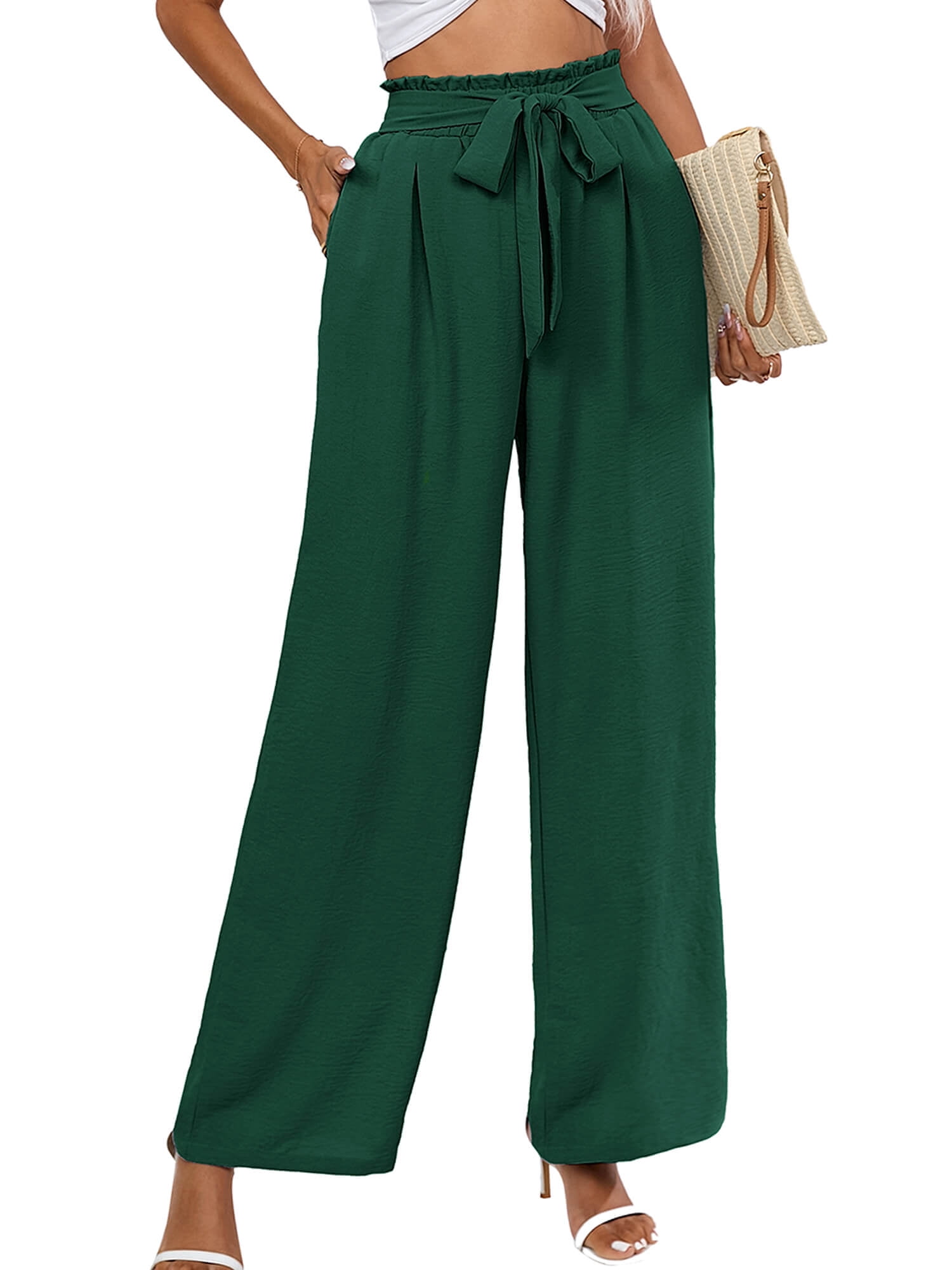 Chiclily Belted Wide Leg Pants for Women High Waisted Business Casual ...