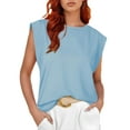 thumbnail image 1 of Chiclily Cap Sleeve Tank Tops for Women Summer Casual Basic T-Shirts, Light Blue 2XL, 1 of 6
