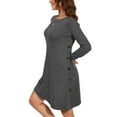 thumbnail image 1 of Chiclily Casual Tunic Dress for Women Long Sleeve Irregular Hem Button Sweater Dresses, US Size XL in Dark Grey, 1 of 6