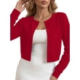 thumbnail image 1 of Chiclily Women's Long Sleeve Cropped Cardigan Casual Crew Neck Button Front Sweater Tops S-2XL, 1 of 8