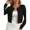 thumbnail image 1 of Chiclily Women's Cropped Cardigan Sweaters Long Sleeve Crew Neck Button Down Knit Bolero Shrugs Tops, 1 of 8