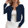 thumbnail image 1 of Chiclily Women's Long Sleeve Cropped Cardigan Casual Crew Neck Button Front Sweater Tops S-2XL, 1 of 8