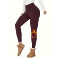 thumbnail image 1 of Chiclily Fleece Lined Leggings for Women High Waisted Tummy Control Workout Winter Thermal Warm Soft Thick Yoga Pants, Burgundy Size XL, 1 of 4