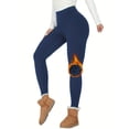 thumbnail image 1 of Chiclily Fleece Lined Leggings for Women High Waisted Tummy Control Workout Winter Thermal Warm Soft Thick Yoga Pants, Navy Blue Size S, 1 of 4
