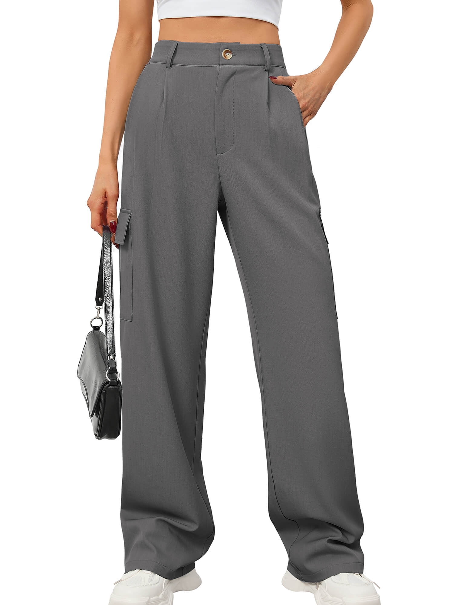 Chiclily Women's Wide Leg Pants High Waisted Cargo Pants Chiclily Women's Wide Leg Pants High Waisted Cargo Pants