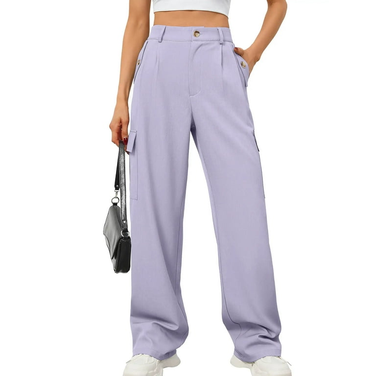 White Cargo Pants with White and Purple Pants Relaxed Outfits (4