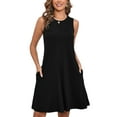 thumbnail image 1 of Chiclily Summer Dresses for Women Casual Beach Sleeveless Pleated Front Tank Dress with Pockets, Black S, 1 of 7