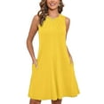 thumbnail image 1 of Chiclily Summer Dresses for Women Casual Beach Sleeveless Pleated Front Tank Dress with Pockets, Light Yellow 2XL, 1 of 7