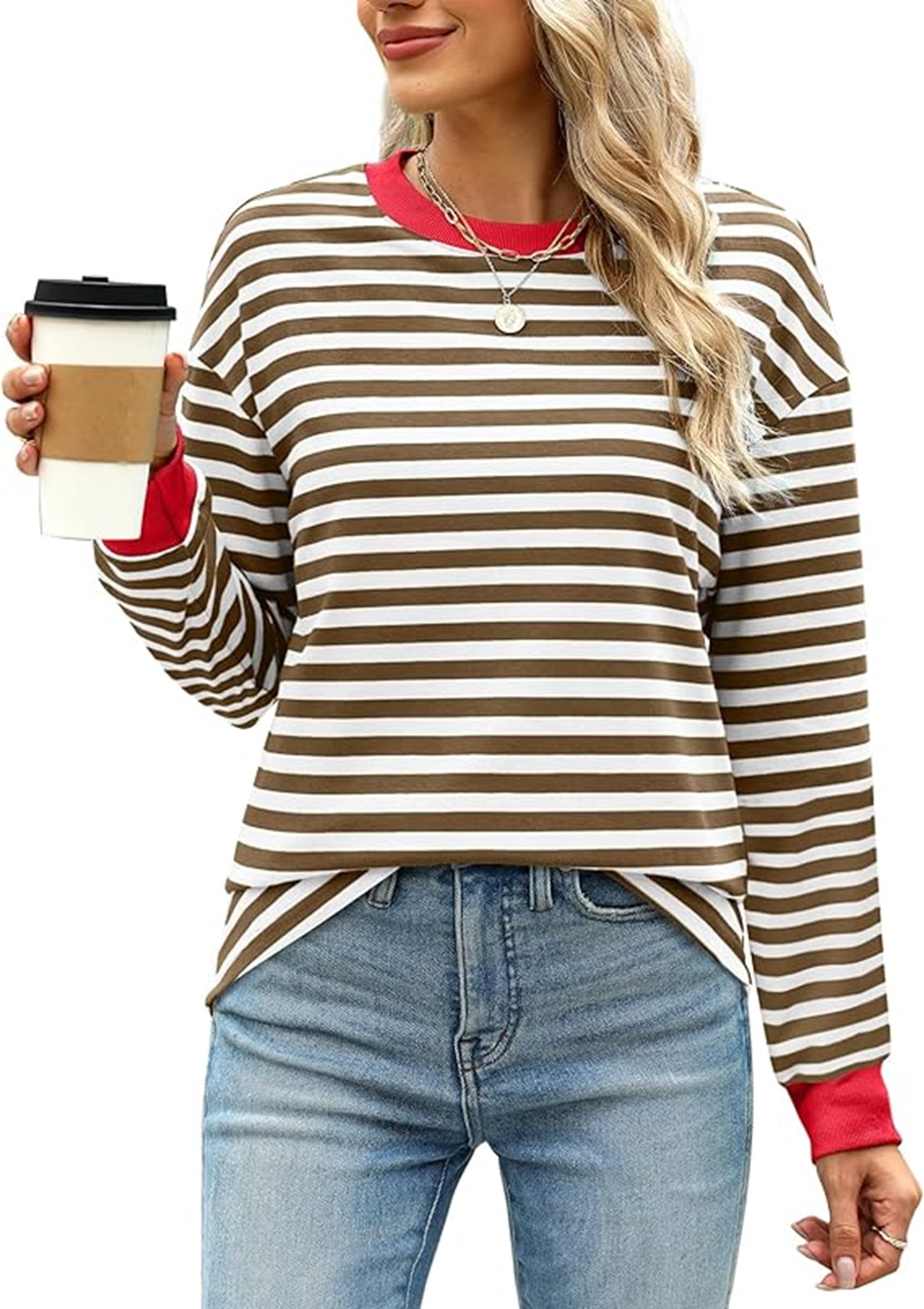 Ella Striped Sleeve Loose Sweatshirt