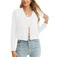 thumbnail image 1 of Chiclily Women Lightweight Cardigan Long Sleeve V Neck Casual Knit Cardigan Sweaters, US Size XL in White, 1 of 6
