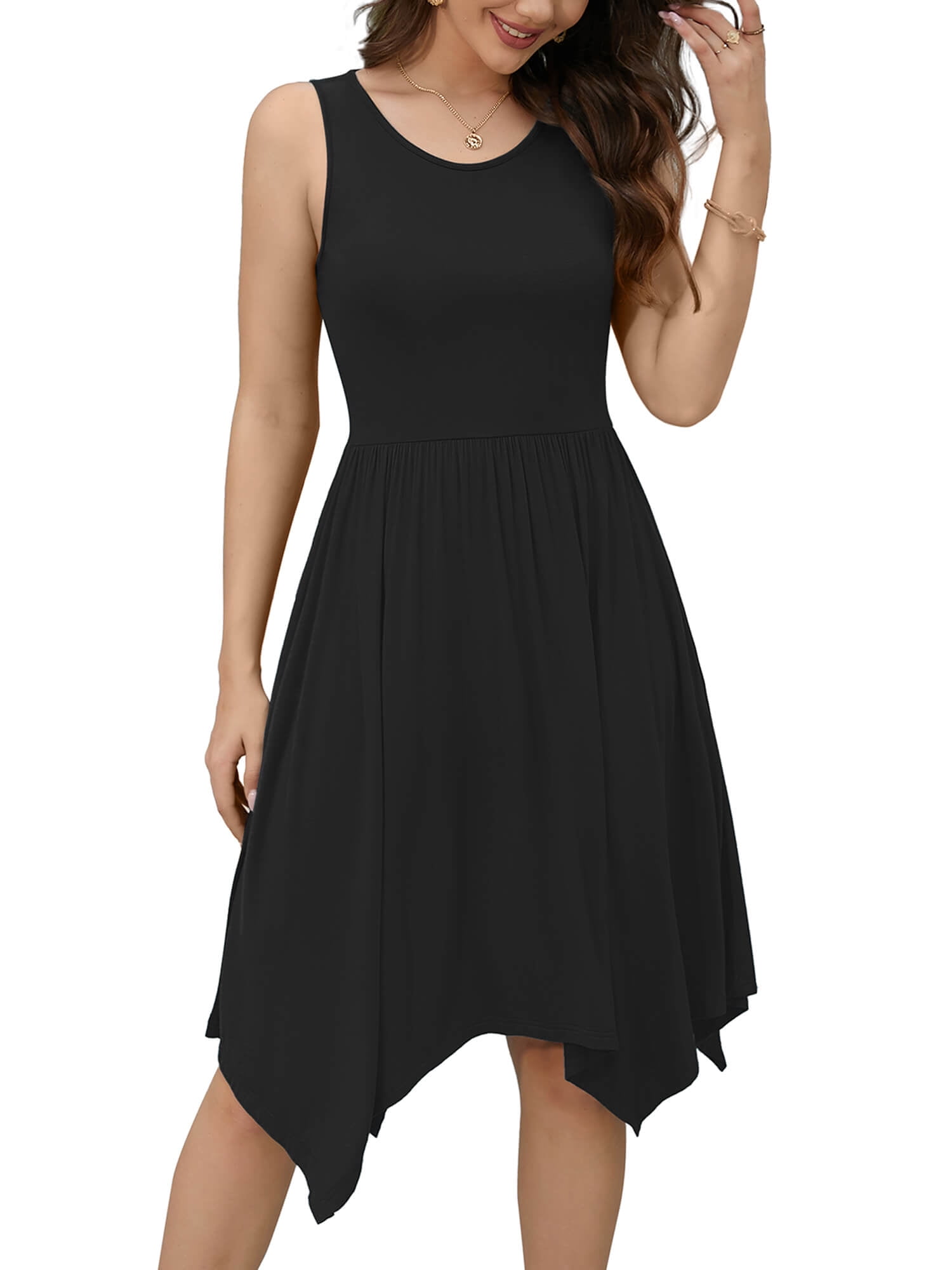 Chiclily Women Summer Casual T-Shirt Dress Sleeveless Irregular Hem ...