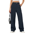 thumbnail image 1 of Chiclily Women Wide Leg Lounge Pants Navy Blue M Work Business Casual High Waisted Palazzo Flowy Trousers with Pockets, 1 of 6
