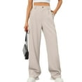 thumbnail image 1 of Chiclily Women Wide Leg Pants Loose High Waist Trousers Apricot L Baggy Pants with Pockets Casual Comfy Relaxed Fit Streetwear Punk Pants for Women, 1 of 7