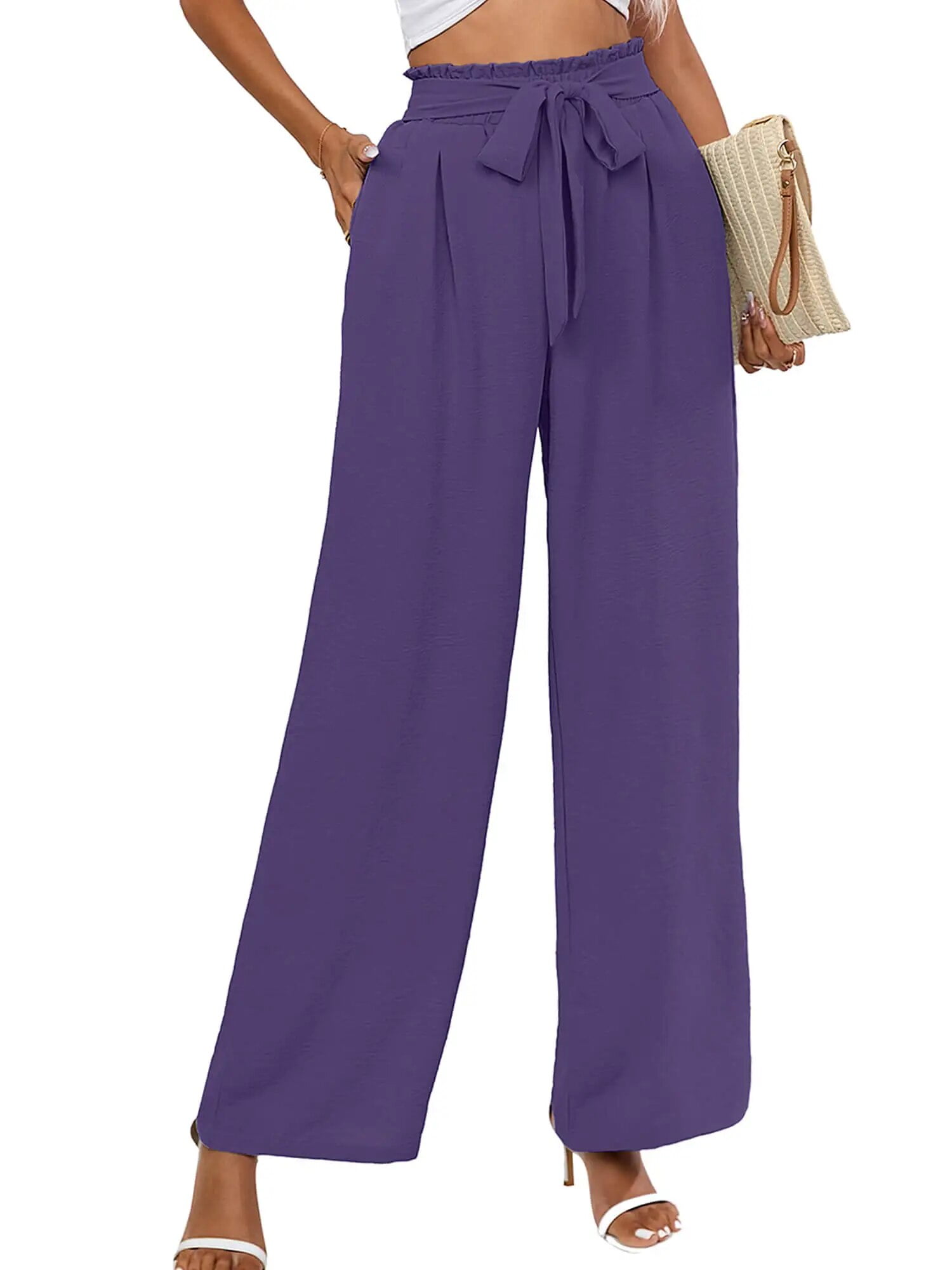 Chiclily Women Wide Leg Pants with Pockets High Waist Loose Chiclily Women Wide Leg Pants with Pockets High Waist Loose