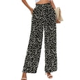 thumbnail image 1 of Chiclily Women Wide Leg Pants with Pockets High Waist Loose Belt Flowy Casual Trousers, US Size Small in Black Leopard, 1 of 7