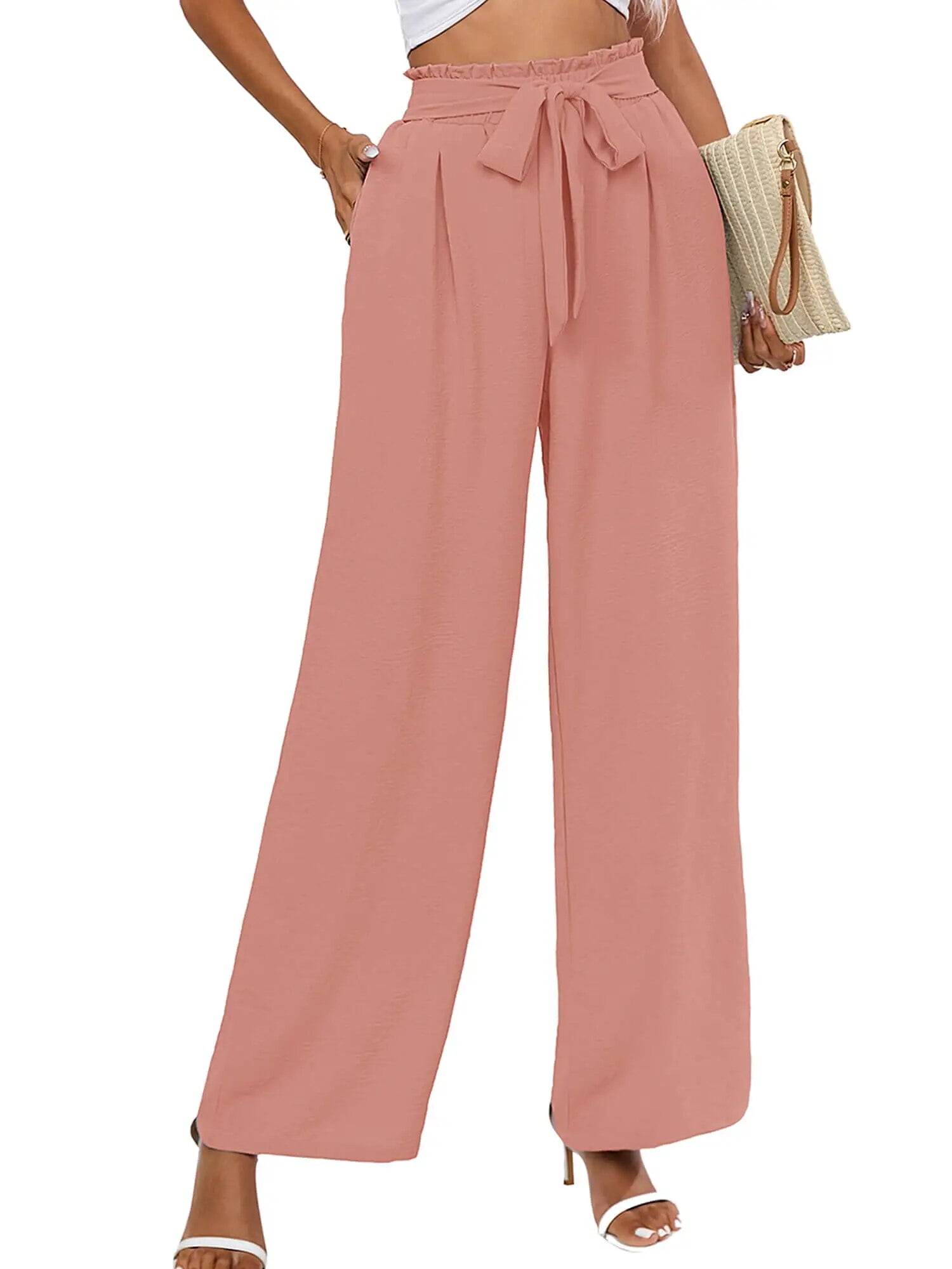 Chiclily High Waisted Wide Leg Pants, Lightweight Polyester, Size