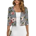 thumbnail image 1 of Chiclily Women's 3/4 Sleeve Cropped Cardigans Sweaters Lightweight Open Front Shrugs for Women, Slate Gray Bouquet in Small, 1 of 7