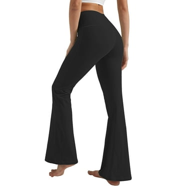 Chiclily Women's Black Flare Leggings, High Waist Joggers, Tummy Control Workout Yoga Pants, Size L