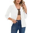 thumbnail image 1 of Chiclily Women's 3/4 Sleeve Cropped Cardigan Sweaters Button Down Crochet Textured Shrugs, 1 of 7