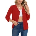thumbnail image 1 of Chiclily Women's 3/4 Sleeve Cropped Cardigan Sweaters Button Down Crochet Textured Shrugs, 1 of 7