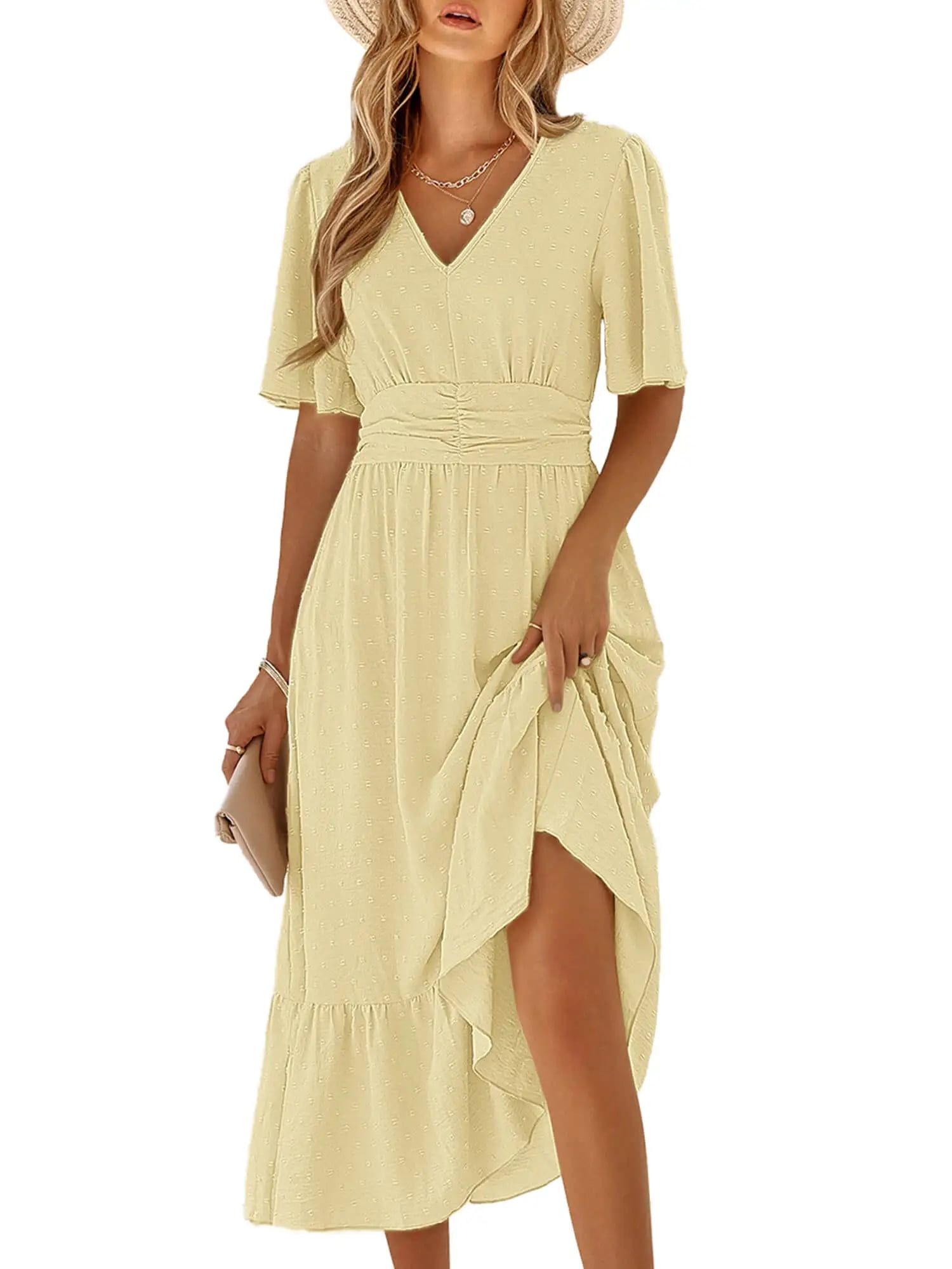 Yellow Chiffon High Low Dress