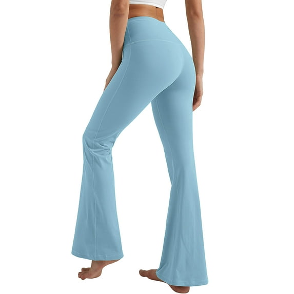 Chiclily Women's Flare Leggings, High Waist Joggers, Tummy Control Workout Yoga Pants,Blue Gray, Size XS