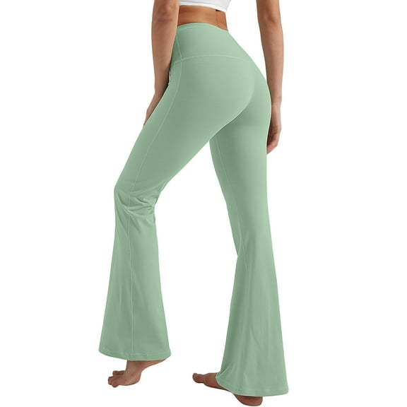 Chiclily Women's Flare Leggings, High Waist Joggers, Tummy Control Workout Yoga Pants,Green, Size XS