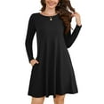 thumbnail image 1 of Chiclily Women's Long Sleeve Casual Dress Black Small Tunic Dress Loose T-Shirt Dress with Pockets, 1 of 8