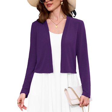 Women's Cropped Cardigan | Long Sleeve Open Front Sweater | Hollow Out Design Shrug