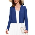 thumbnail image 1 of Chiclily Women's Long Sleeve Cropped Cardigans Sweaters Open Front Knit Short Shrugs for Dresses, Royal Blue L, 1 of 6