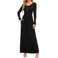 thumbnail image 1 of Chiclily Women's Long Sleeve Loose Plain Maxi Dresses Black Casual Long Dresses with Pockets, Size S, 1 of 6