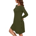 thumbnail image 1 of Chiclily Women's Long Sleeve Sweater Dress Army Green Small Loose Casual Tunic Dress with Side Button, 1 of 6